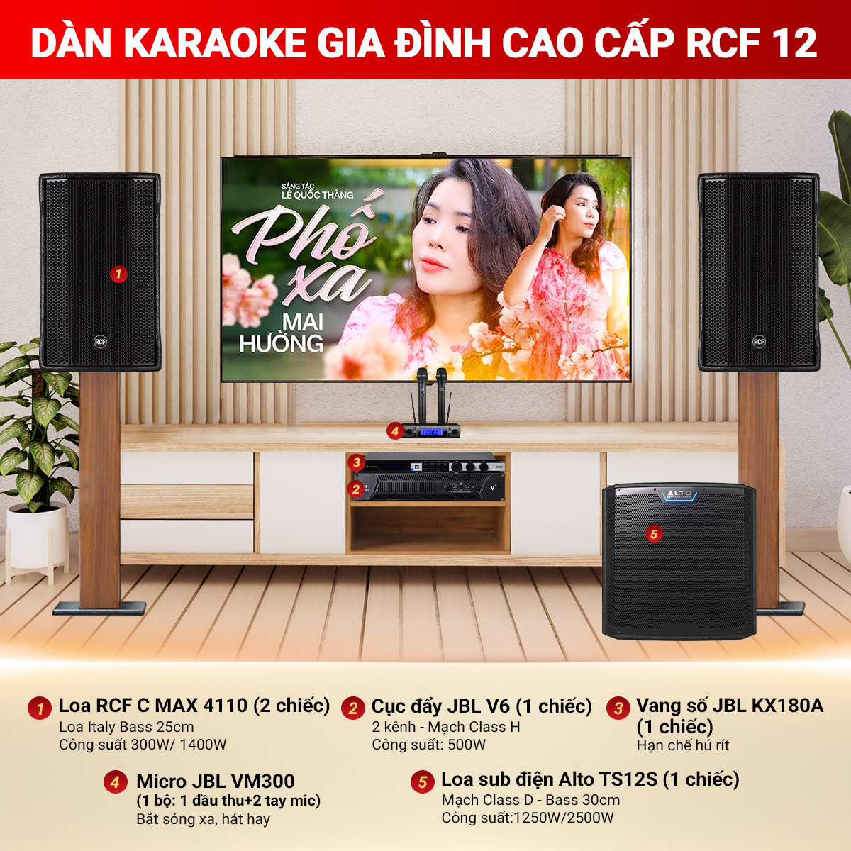 Dàn karaoke gia đình cao cấp RCF 12