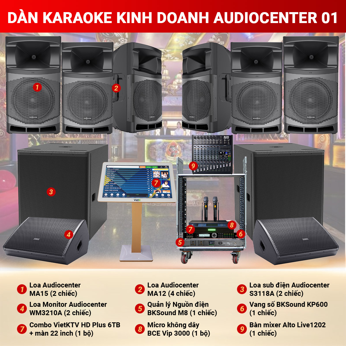 Dàn karaoke kinh doanh Audiocenter 01