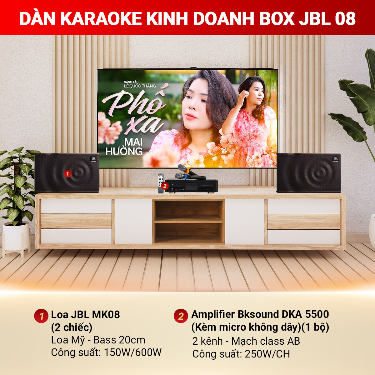D&agrave;n karaoke kinh doanh box JBL 08