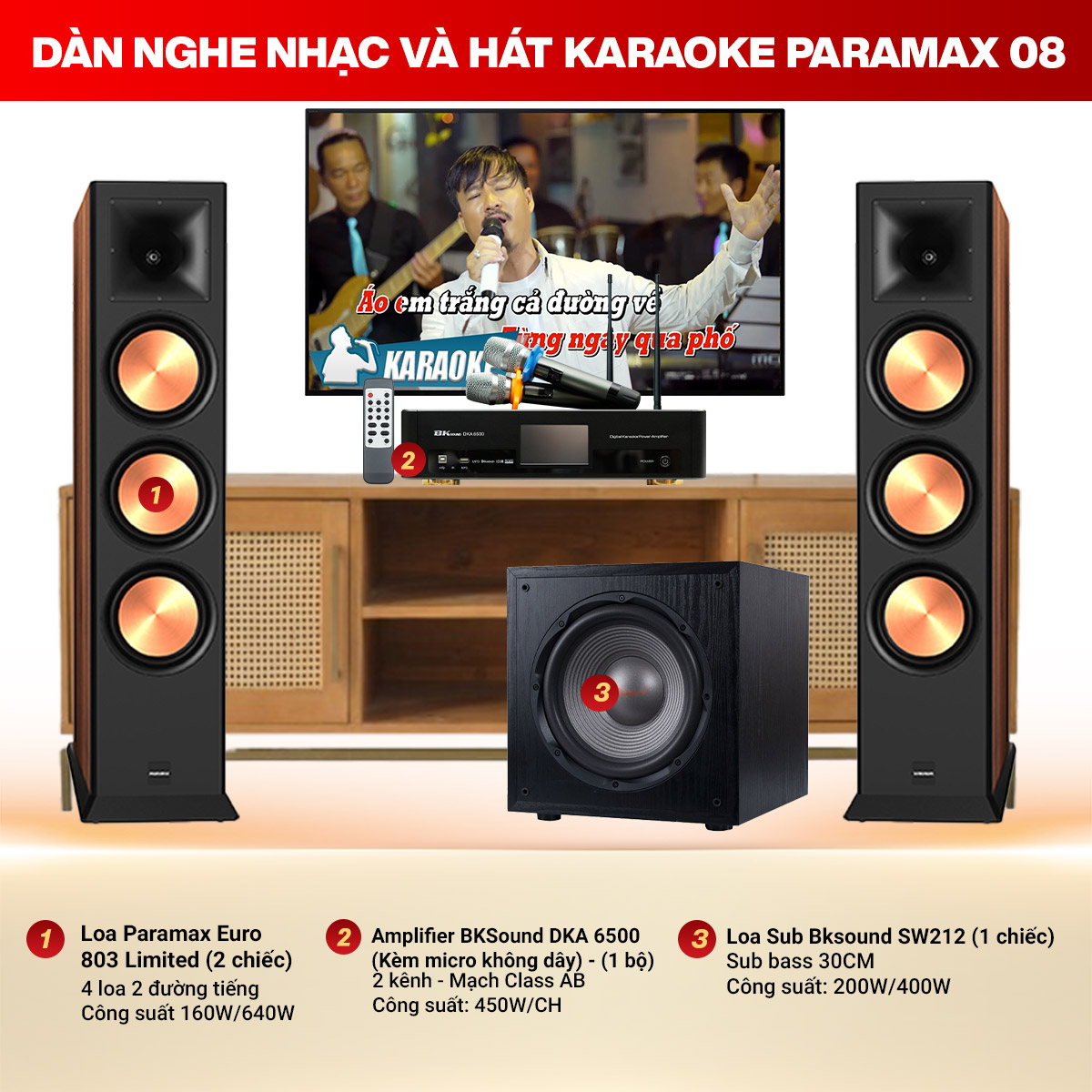 Dàn nghe nhạc và hát karaoke Paramax 08