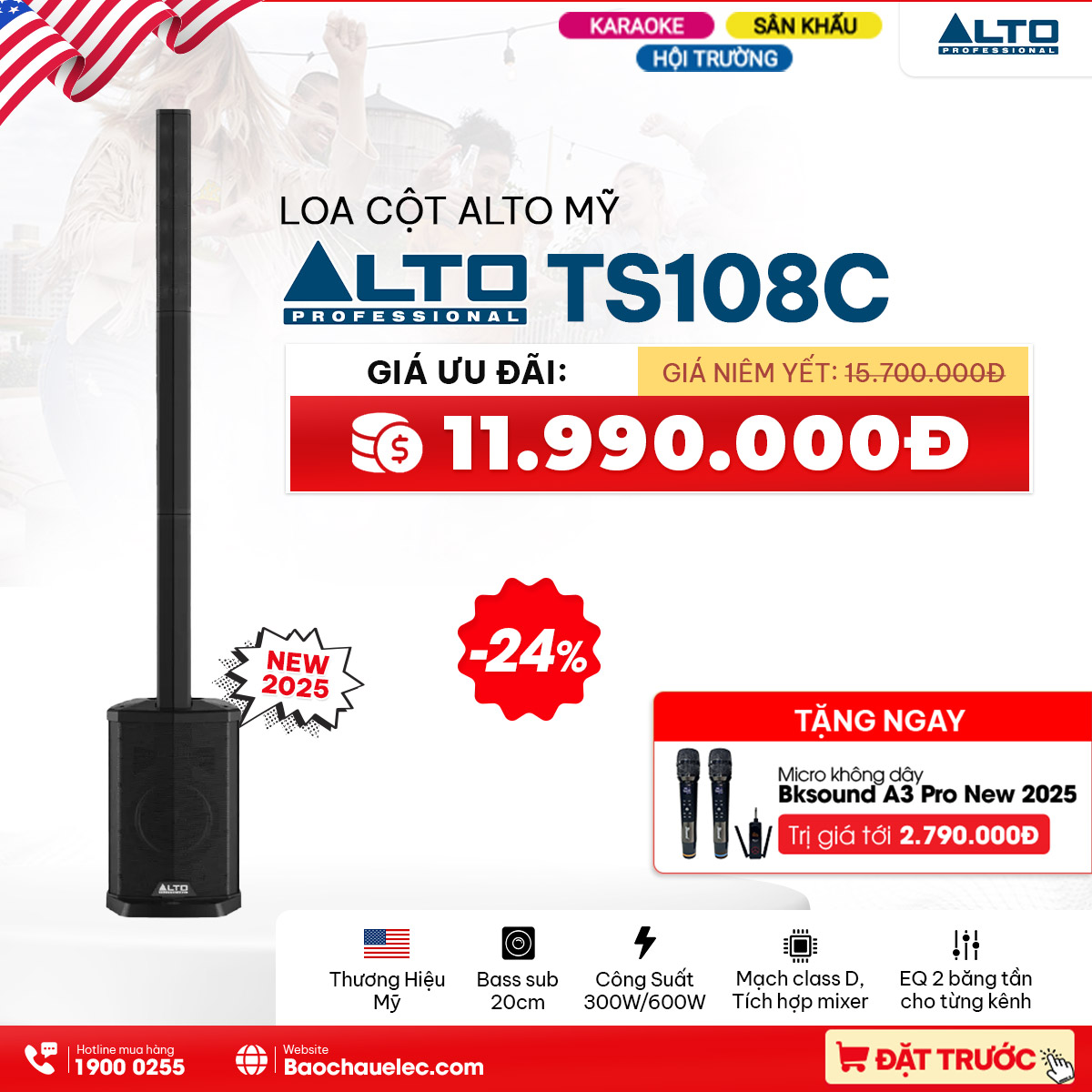 Đặt Trước Loa Cột Alto TS108C và Alto TS112C Giá Cực Hời, Kèm Quà “Xịn” Hết Ý