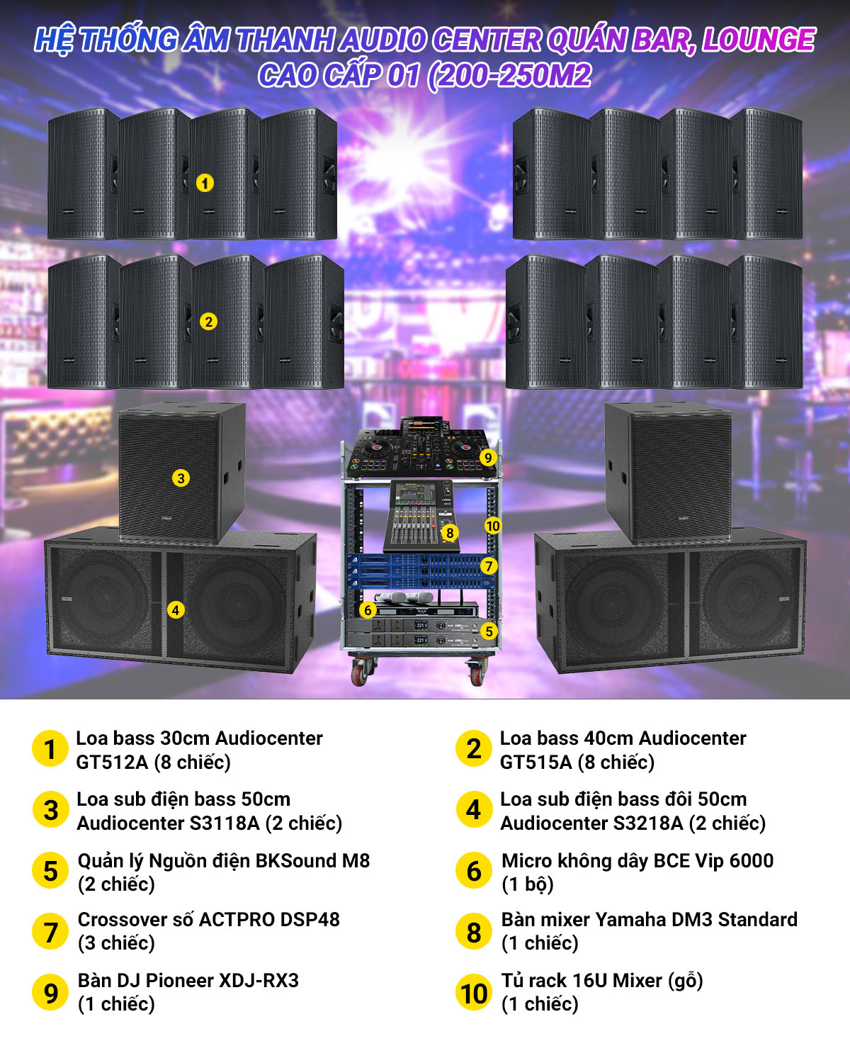 Hệ Thống Âm Thanh Audiocenter Quán Bar, Lounge Cao Cấp 01