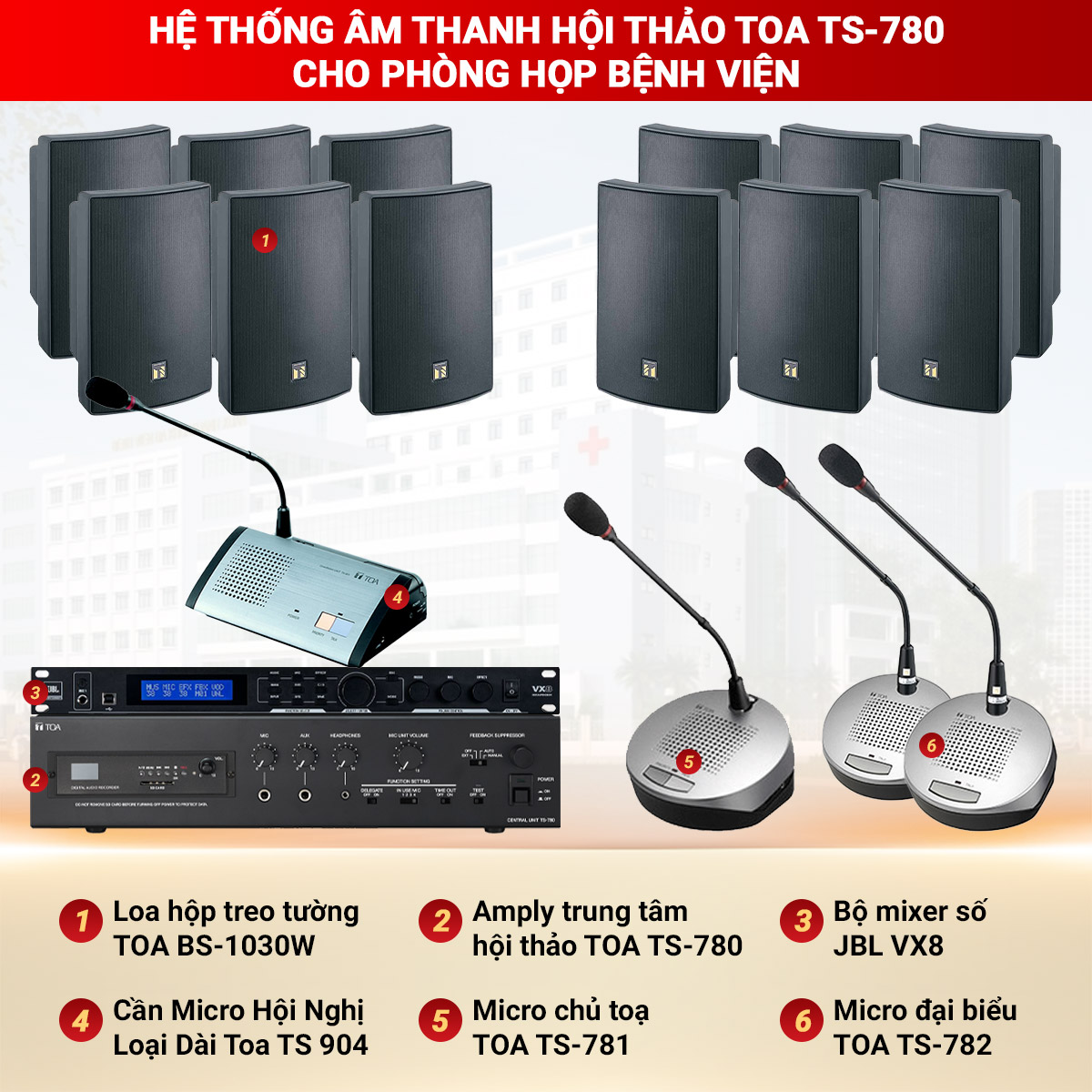 Hệ thống âm thanh hội thảo TOA TS-780 cho phòng họp bệnh viện