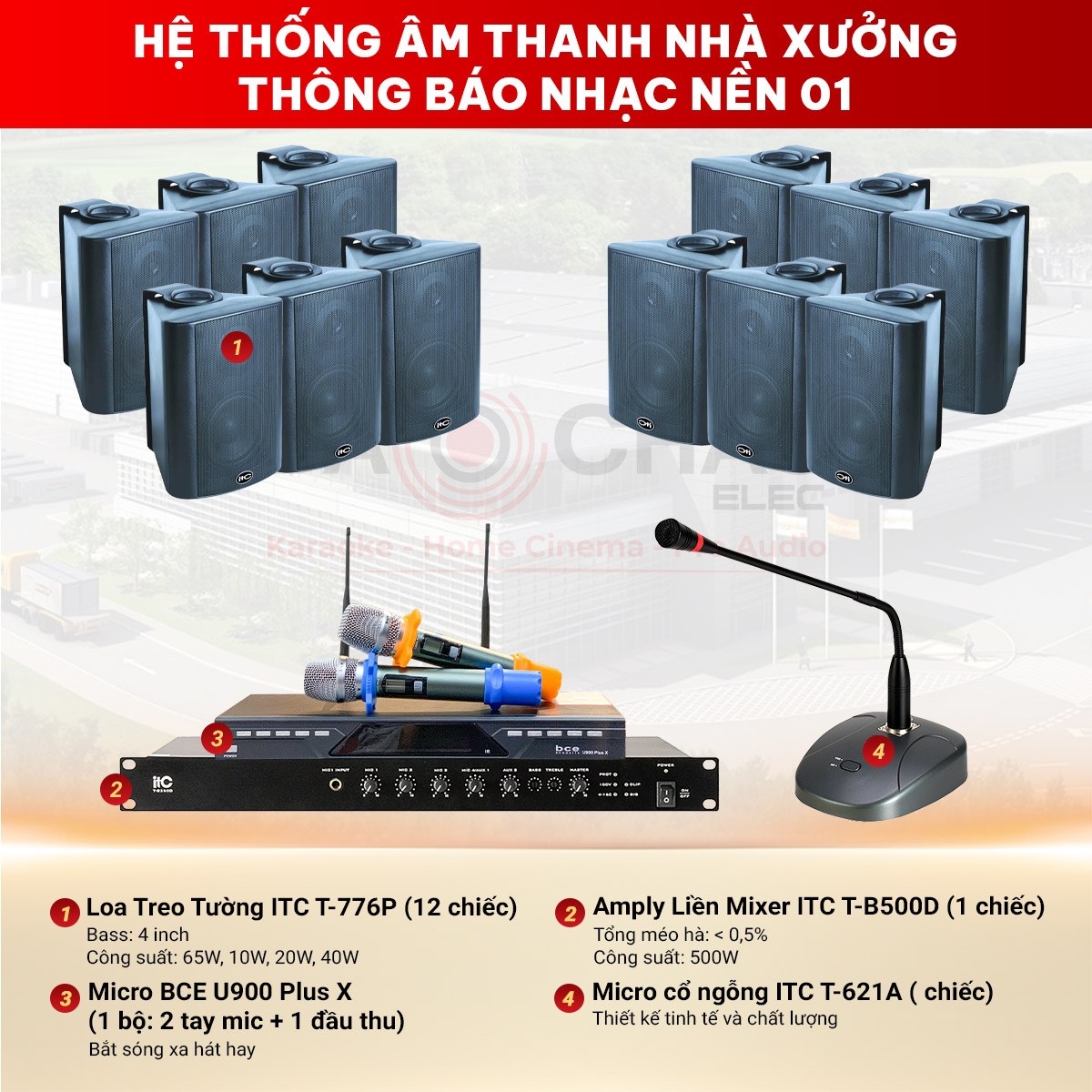 Hệ thống âm thanh nhà xưởng thông báo nhạc nền 01