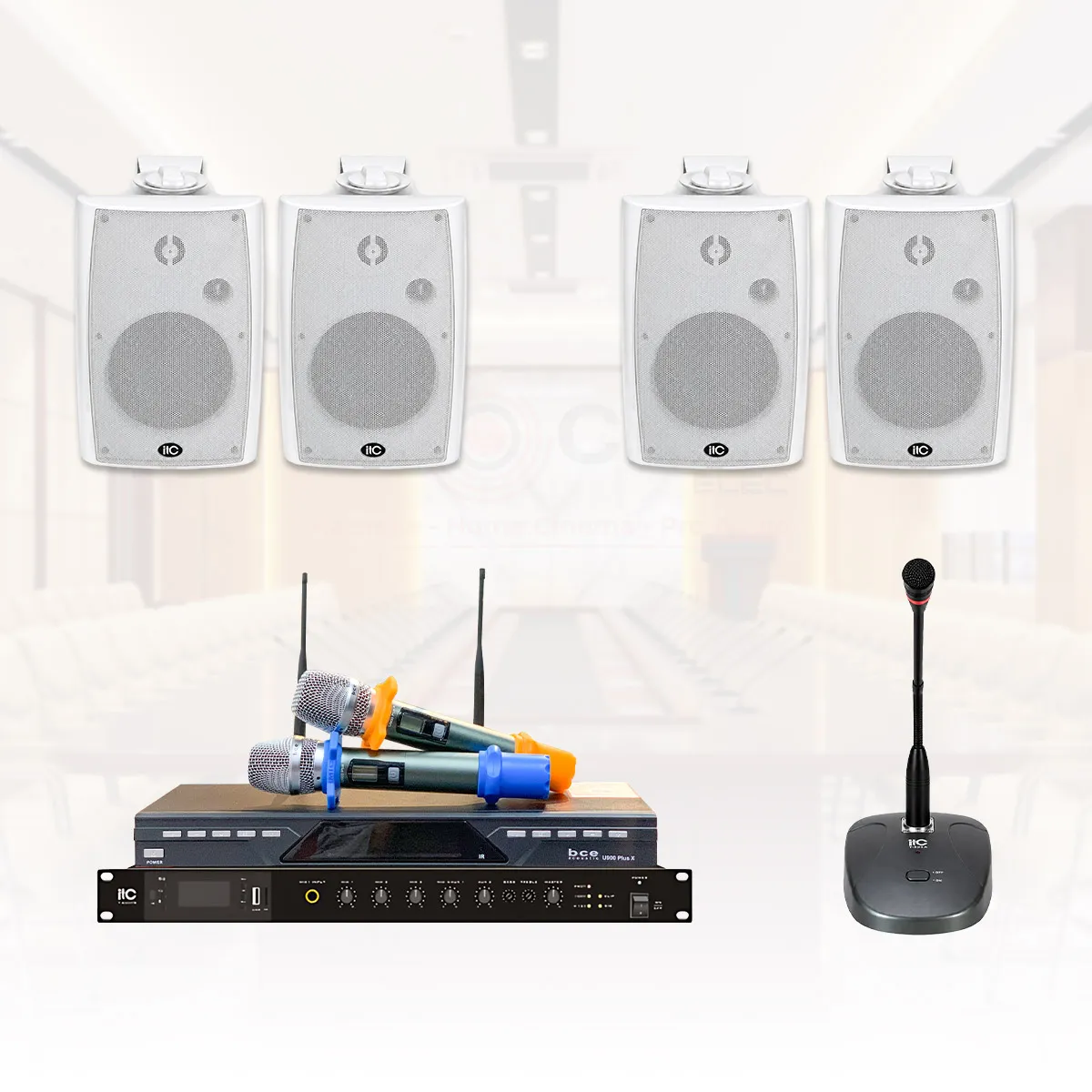 Cấu hình hệ thống âm thanh phòng họp, hội thảo không dây 50-80m