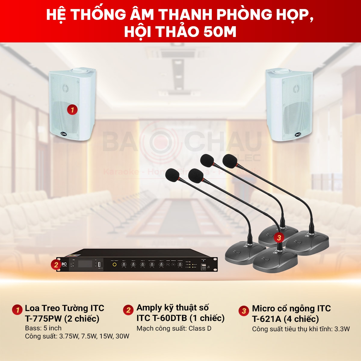 Hệ thống âm thanh phòng họp, hội thảo 50m2