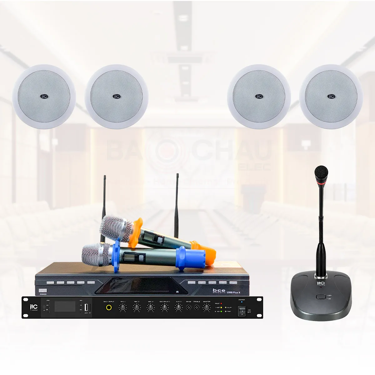 Cấu hình Hệ thống âm thanh phòng họp, hội thảo lắp loa âm trần ITC 01