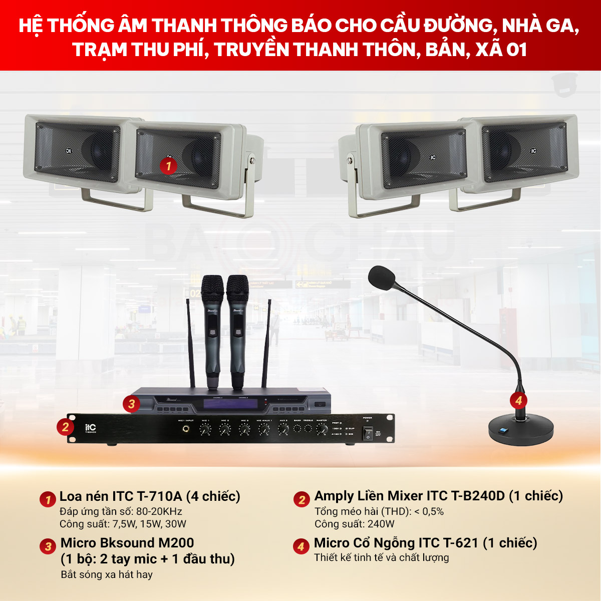 Hệ thống âm thanh thông báo cho cầu đường, nhà ga, trạm thu phí, truyền thanh thôn, bản, xã 01