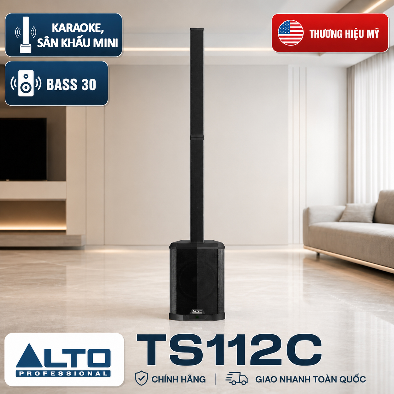 Loa cột Alto TS112C ( Bass 30cm, RMS 600W, tích hợp mixer 5 kênh, class D)