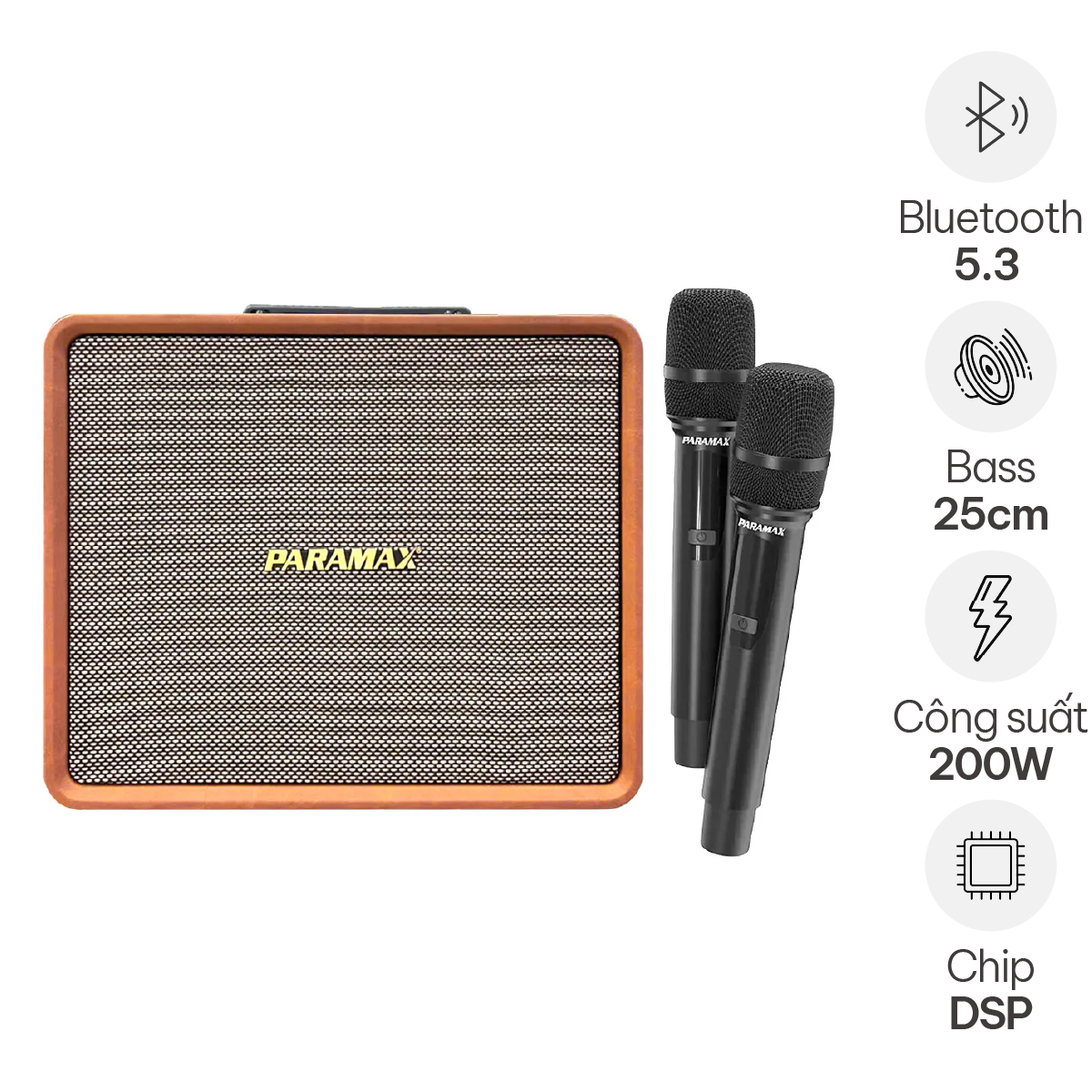 Loa Paramax Advance (Bass 25cm, 200W, Kèm 2 Micro)