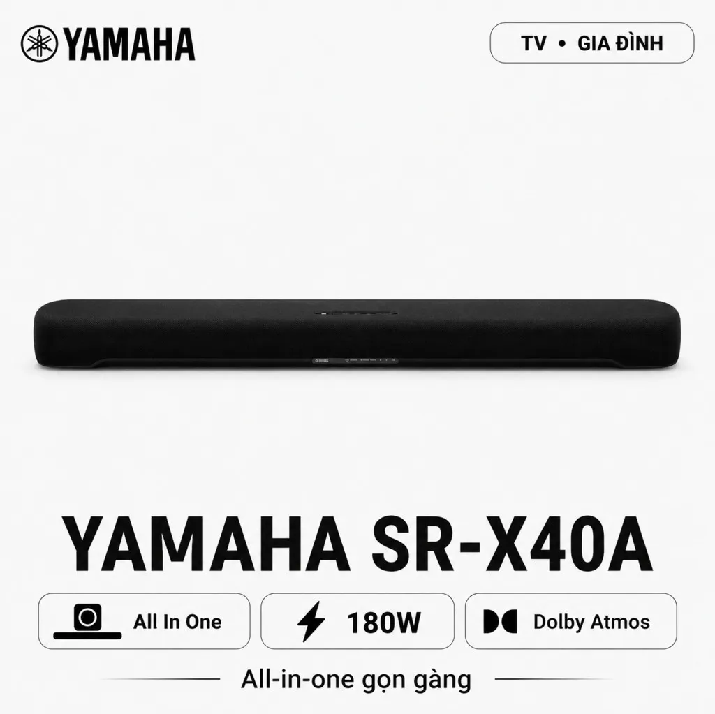 Loa soundbar Yamaha SR-X40A (180W, Bluetooth 5.0)