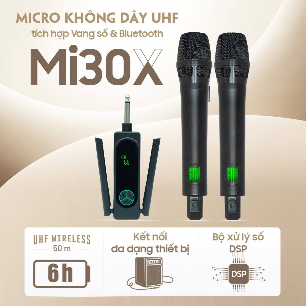 Micro kh&ocirc;ng d&acirc;y Acnos Mi30X