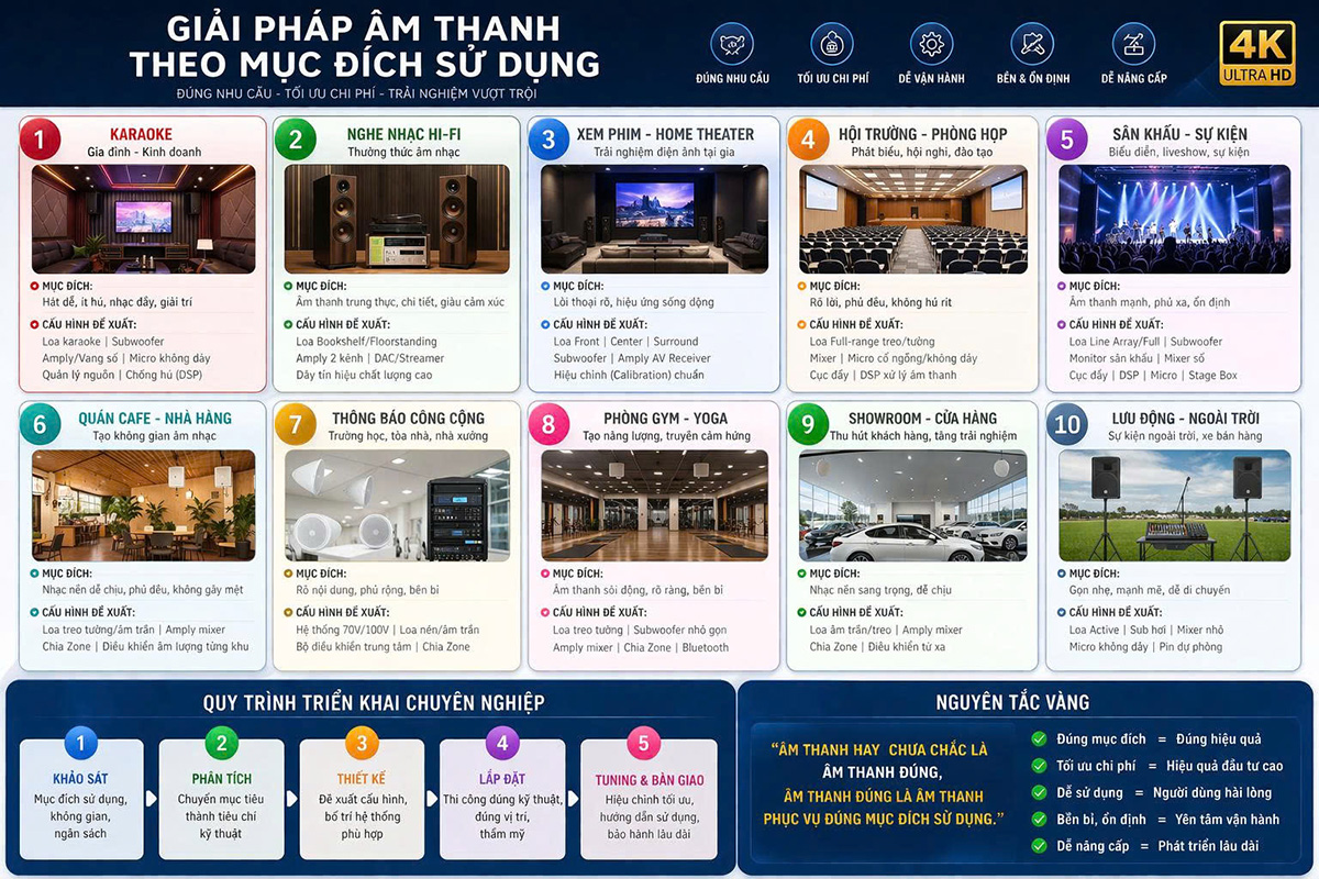 Tư vấn giải pháp âm thanh theo mục đích sử dụng