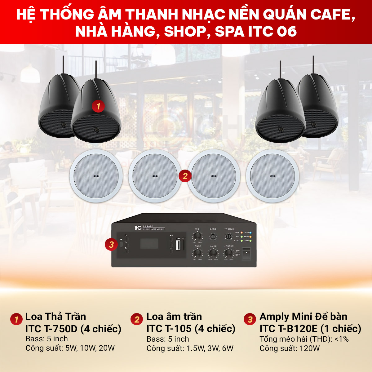 Hệ Thống Âm Thanh Nhạc Nền Quán Cafe, Nhà Hàng, Shop, Spa ITC 06