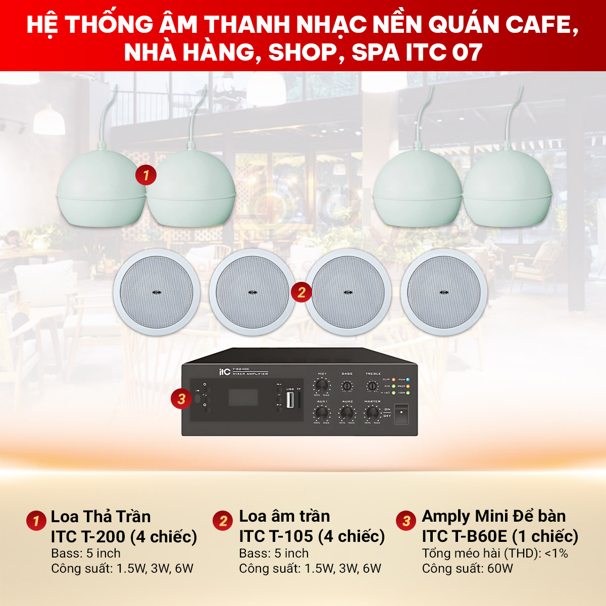 Hệ Thống Âm Thanh Nhạc Nền Quán Cafe, Nhà Hàng, Shop, Spa ITC 07