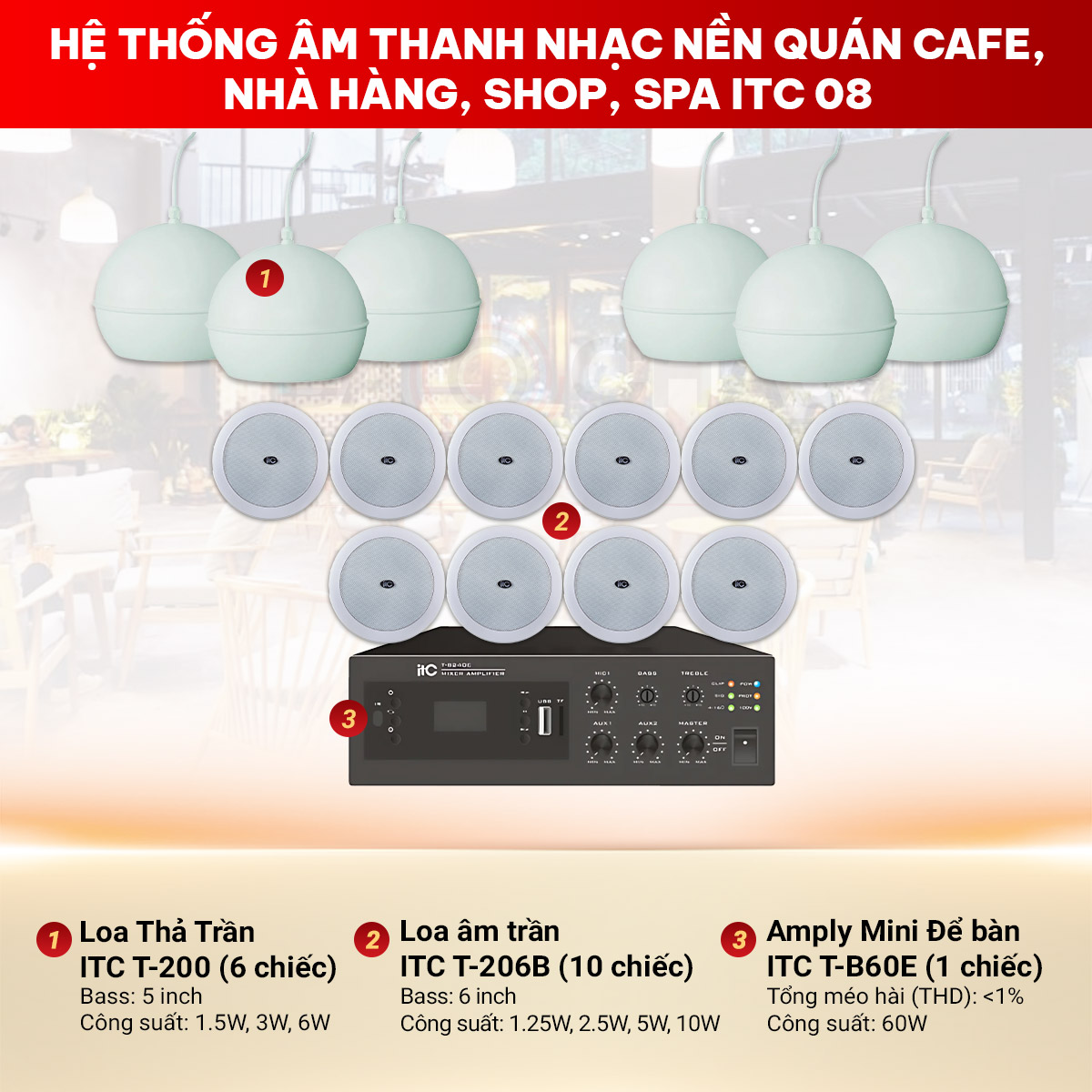 Hệ Thống Âm Thanh Nhạc Nền Quán Cafe, Nhà Hàng, Shop, Spa ITC 08