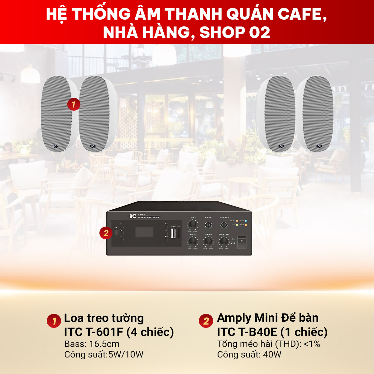 Hệ thống âm thanh quán cafe, nhà hàng, shop 02