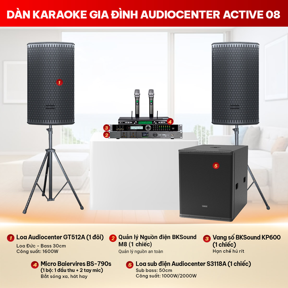 Dàn karaoke gia đình Audiocenter Active 08