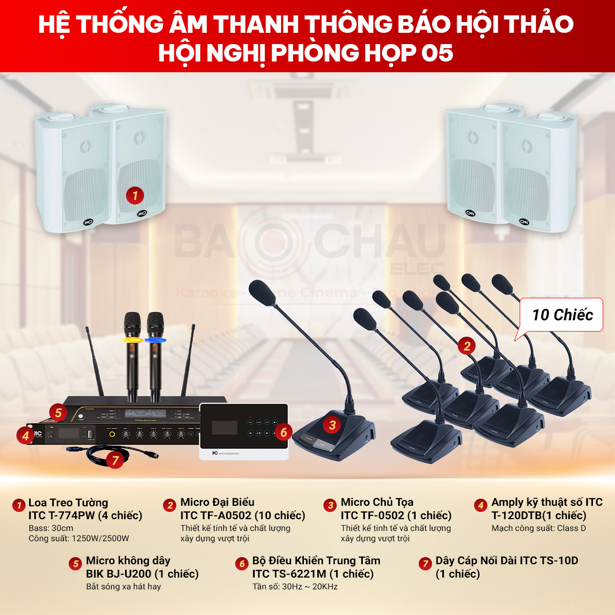 Hệ thống Âm thanh thông báo hội thảo, hội nghị, phòng họp 05