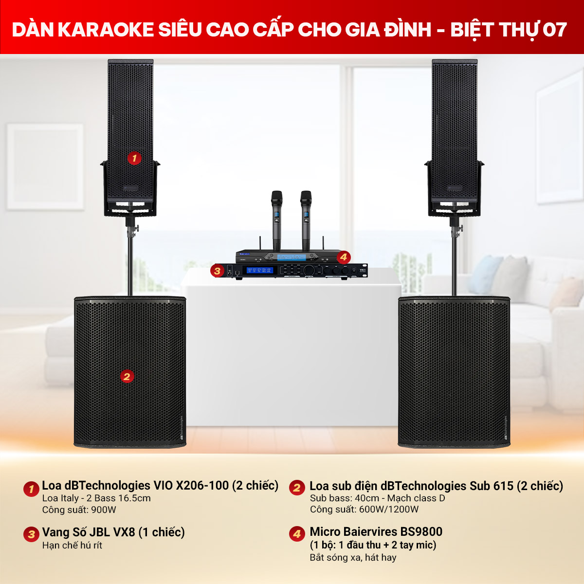 Dàn karaoke siêu cao cấp dành cho gia đình – Biệt thự 07
