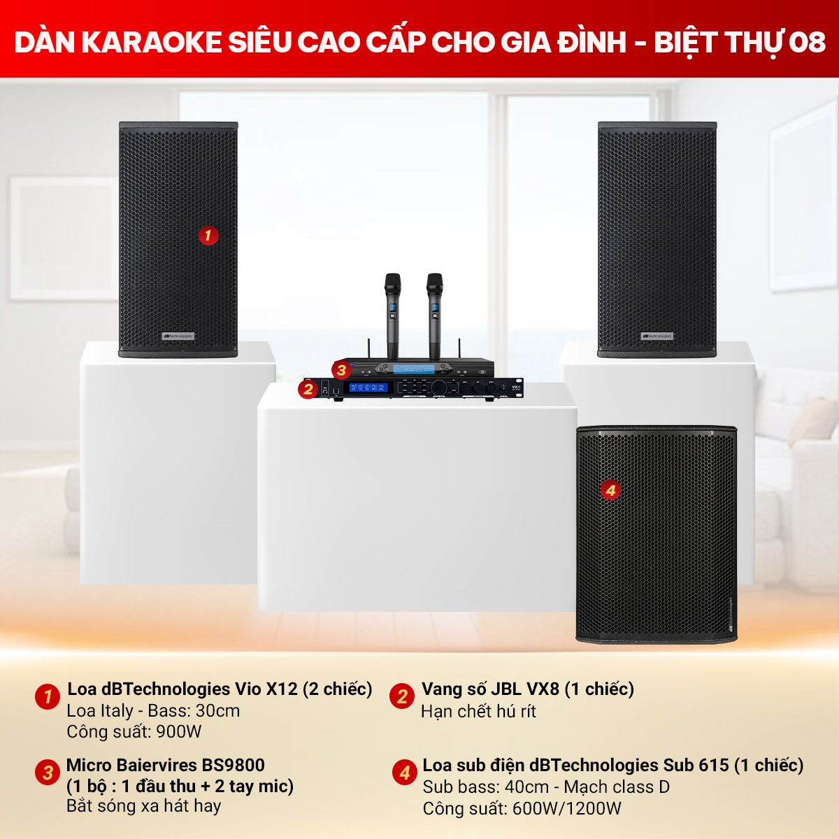 Dàn karaoke siêu cao cấp cho gia đình - biệt thự 08