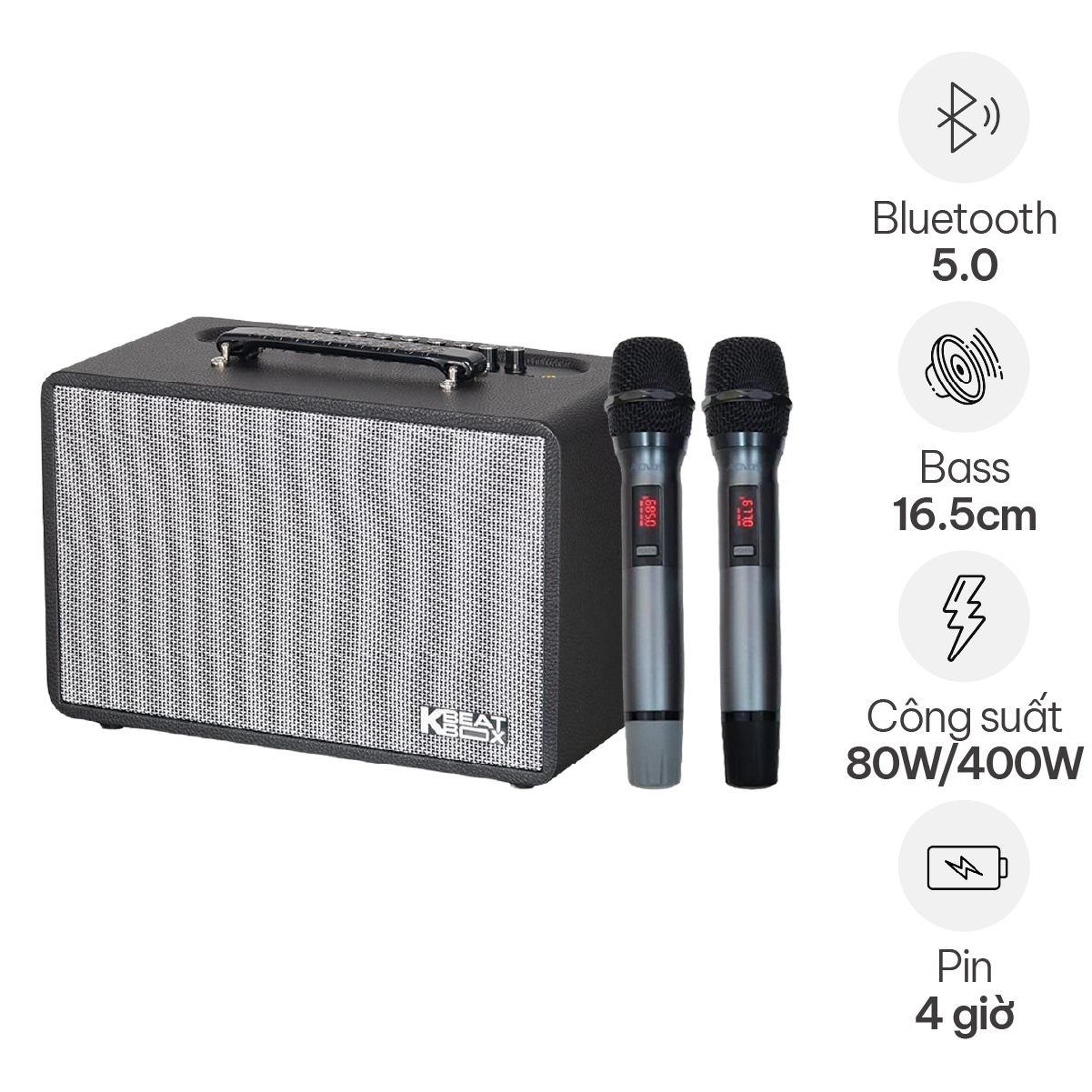 Loa Acnos CS186Plus (New 2026, 400W, Bluetooth 5.0, Kèm 2 tay micro)