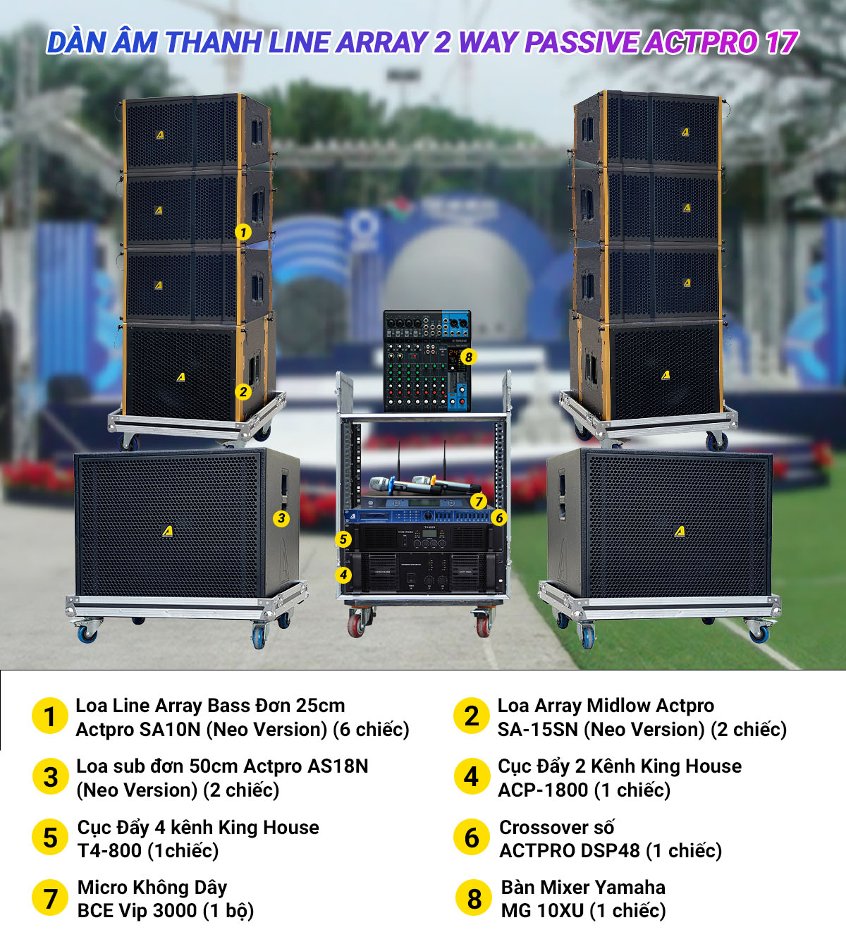 Dàn Âm Thanh Line Array 2 Way Passive Actpro 17