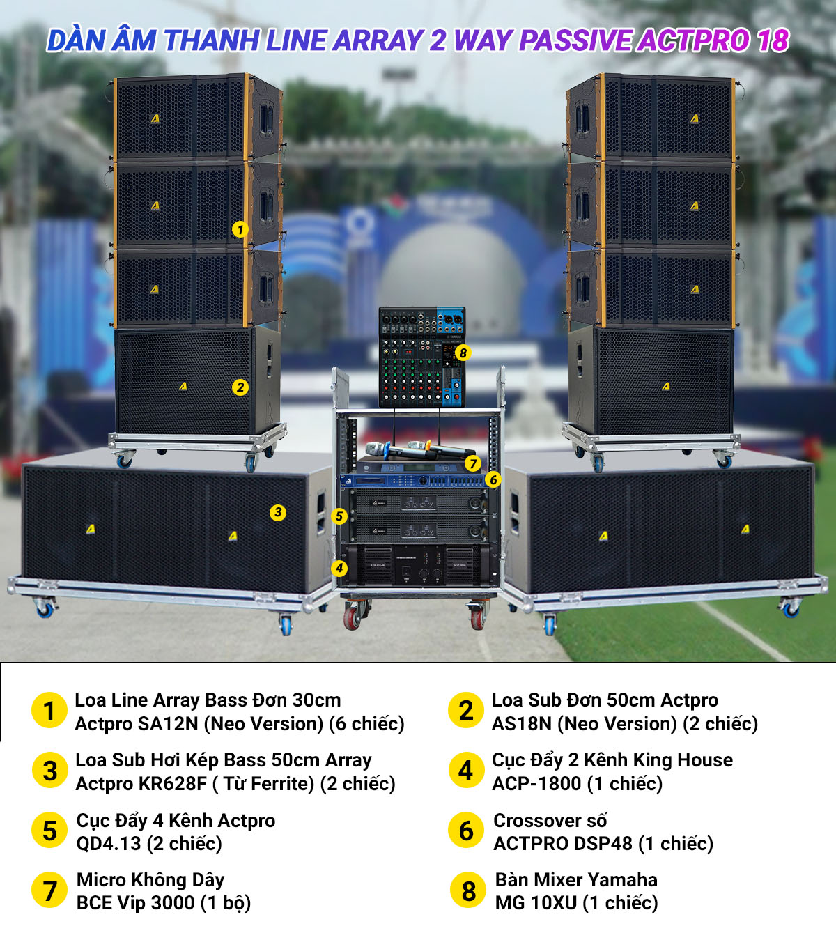 Dàn Âm Thanh Line Array 2 Way Passive Actpro 18