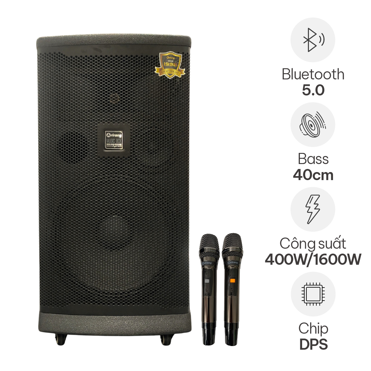 Loa kéo Arirang MK6 MAX (Bass 40cm, 400W, Kèm 2 Micro)