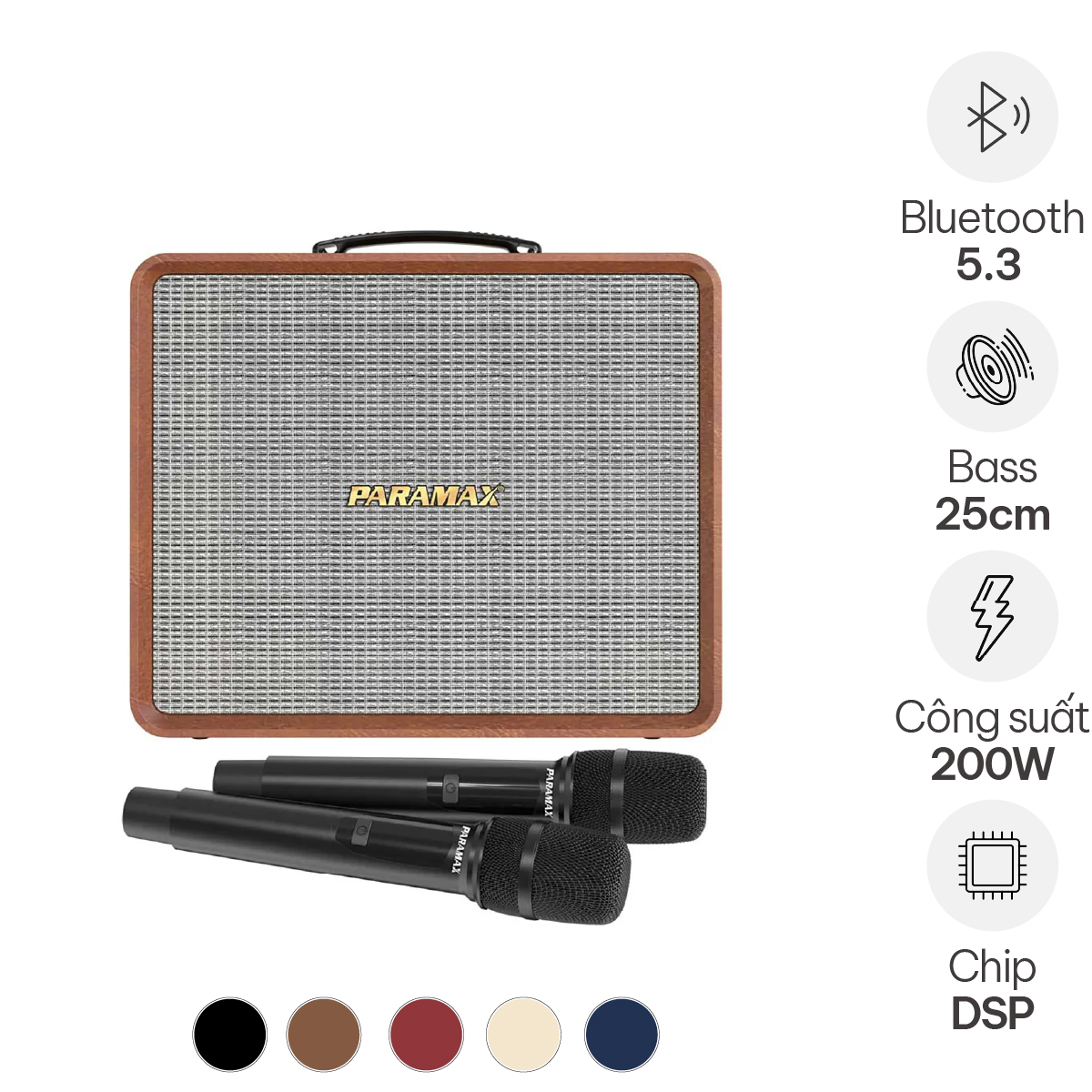 Loa Paramax Nice (Bass 25cm, 200W, Kèm 2 Micro)