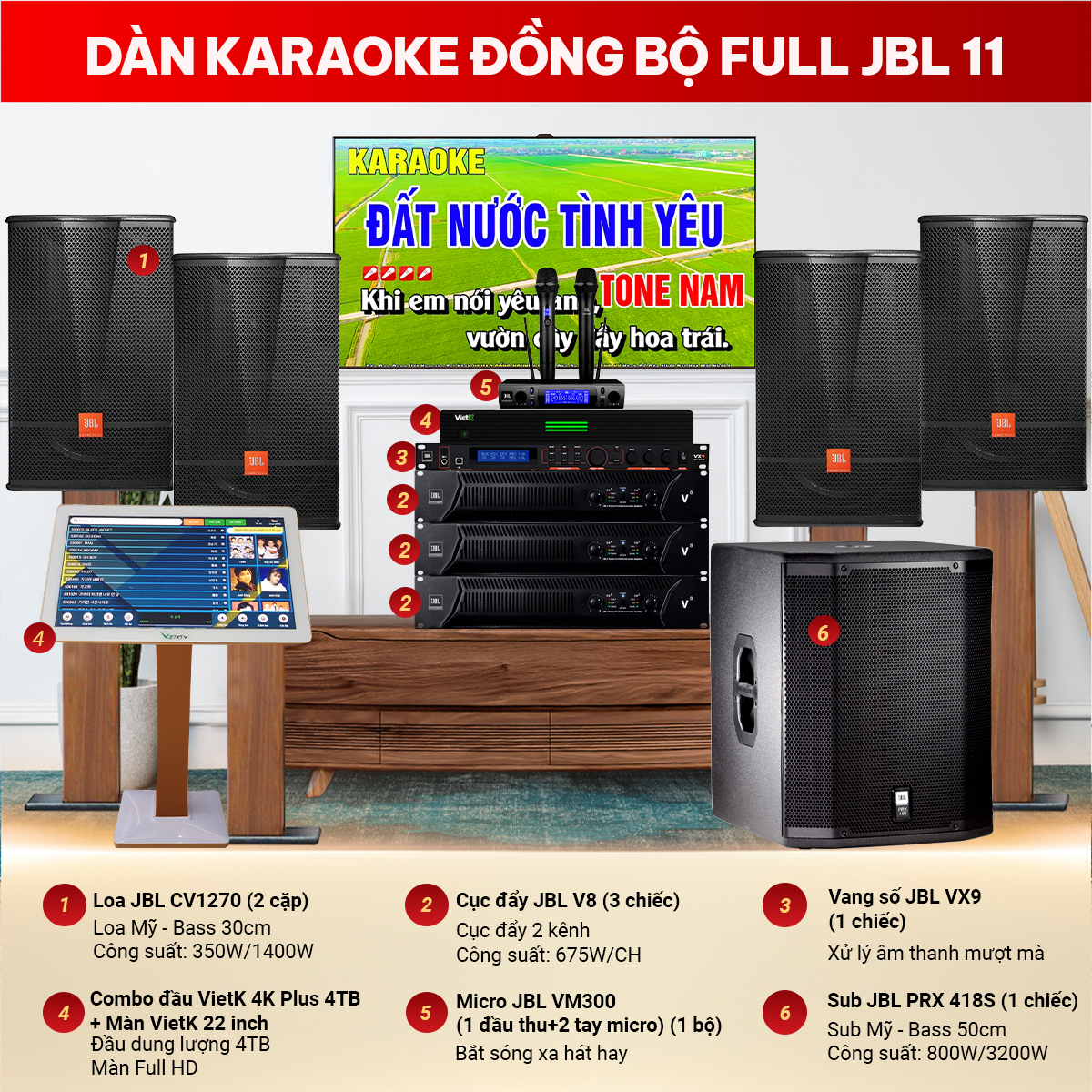 Dàn karaoke đồng bộ full JBL 11