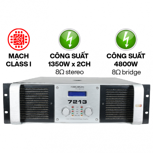 Cục đẩy công suất 2 kênh Famousound 7213 (Nguồn xuyến, Class I, 1350W)