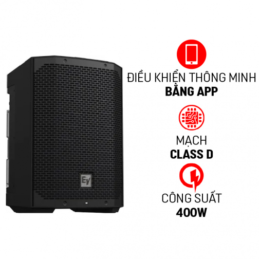 Loa Electro Voice Everse 8 (Công Suất 400W, Pin 12 giờ, Chống Nước IP43, Bluetooth, TWS)