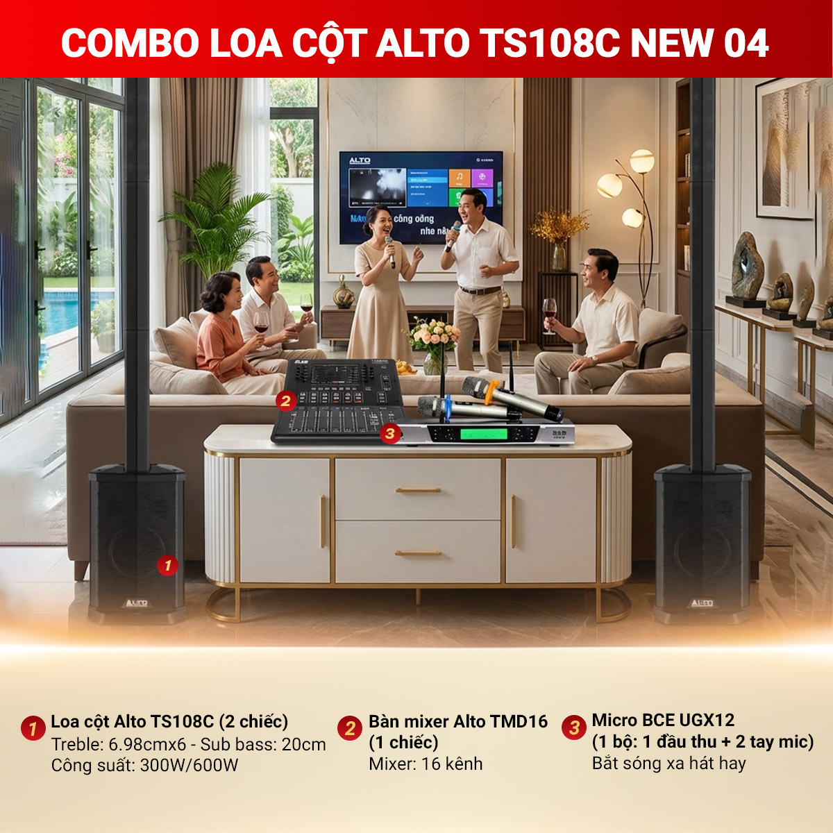 Combo loa cột Alto TS108C New 04