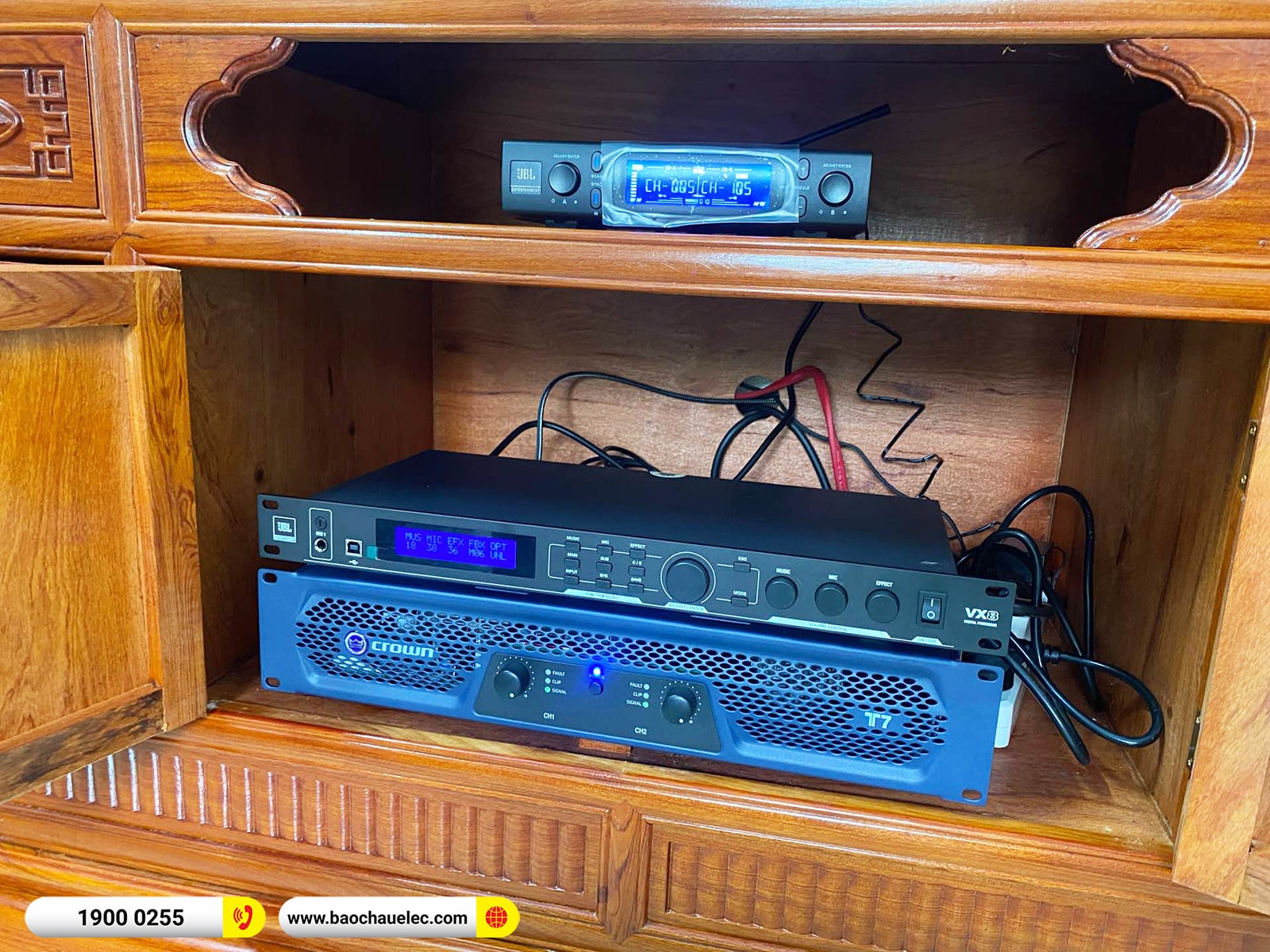Lắp đặt dàn karaoke JBL gần 59tr cho anh Huấn tại Hải Dương (JBL MTS12, Crown T7, JBL VX8, JBL VM300)