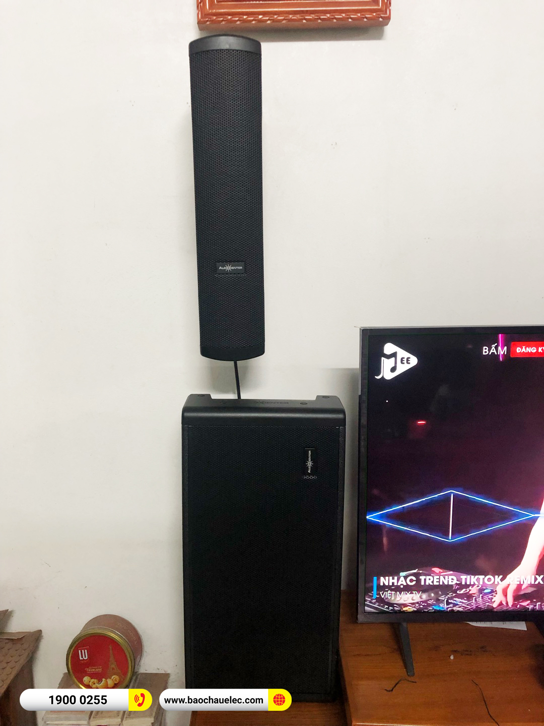 Lắp đặt dàn karaoke gắn tường Audiocenter cho anh Khuê tại Hà Nội