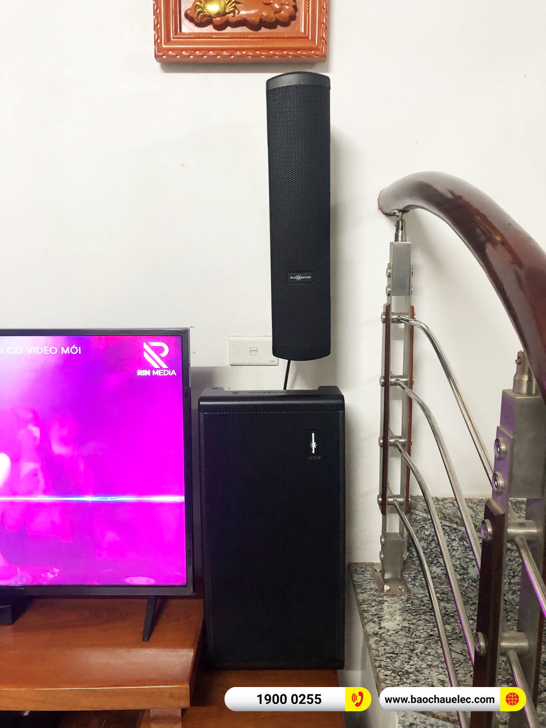 Lắp đặt dàn karaoke gắn tường Audiocenter cho anh Khuê tại Hà Nội