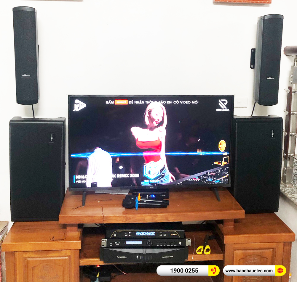 Lắp đặt dàn karaoke gắn tường Audiocenter cho anh Khuê tại Hà Nội