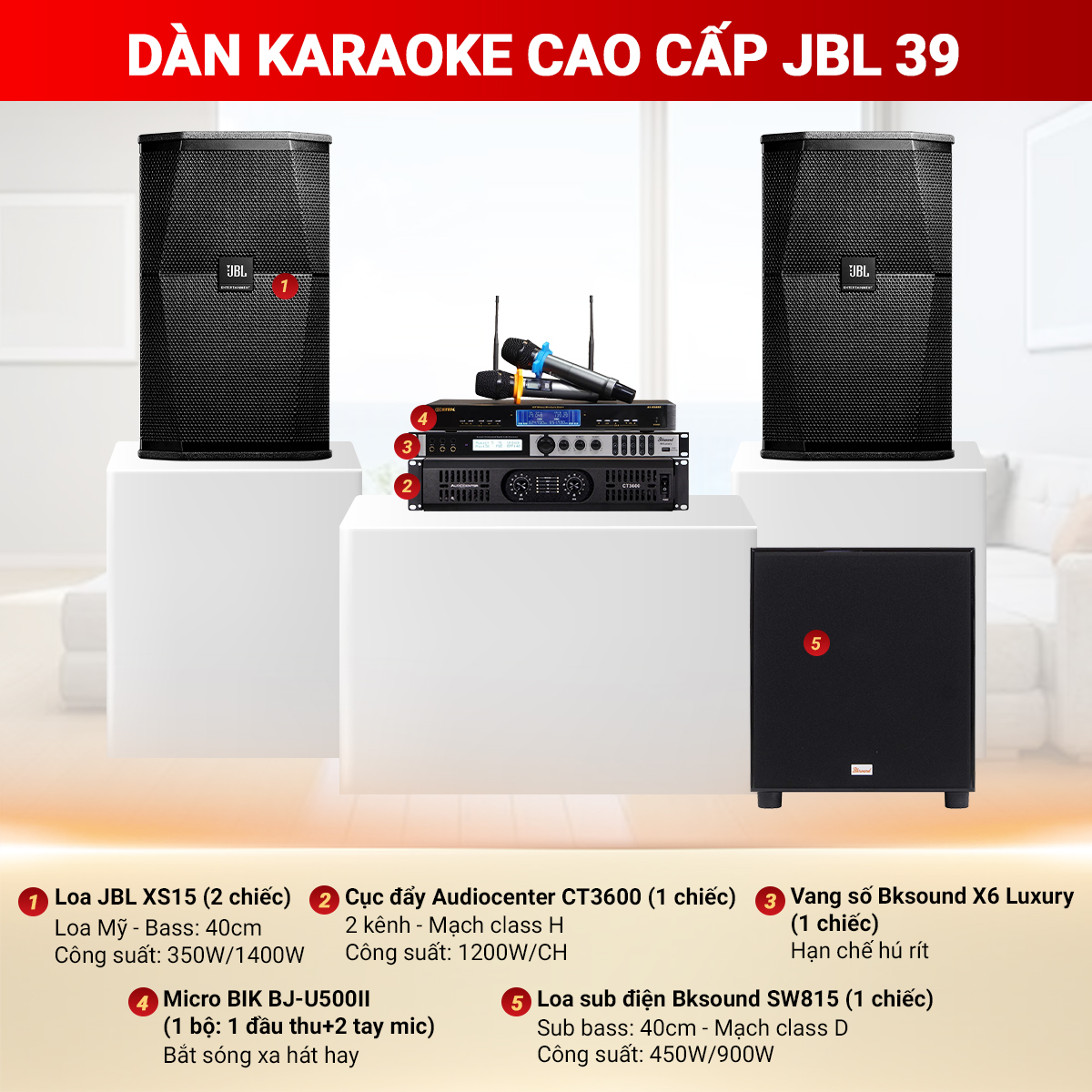 D&agrave;n karaoke cao cấp JBL 39