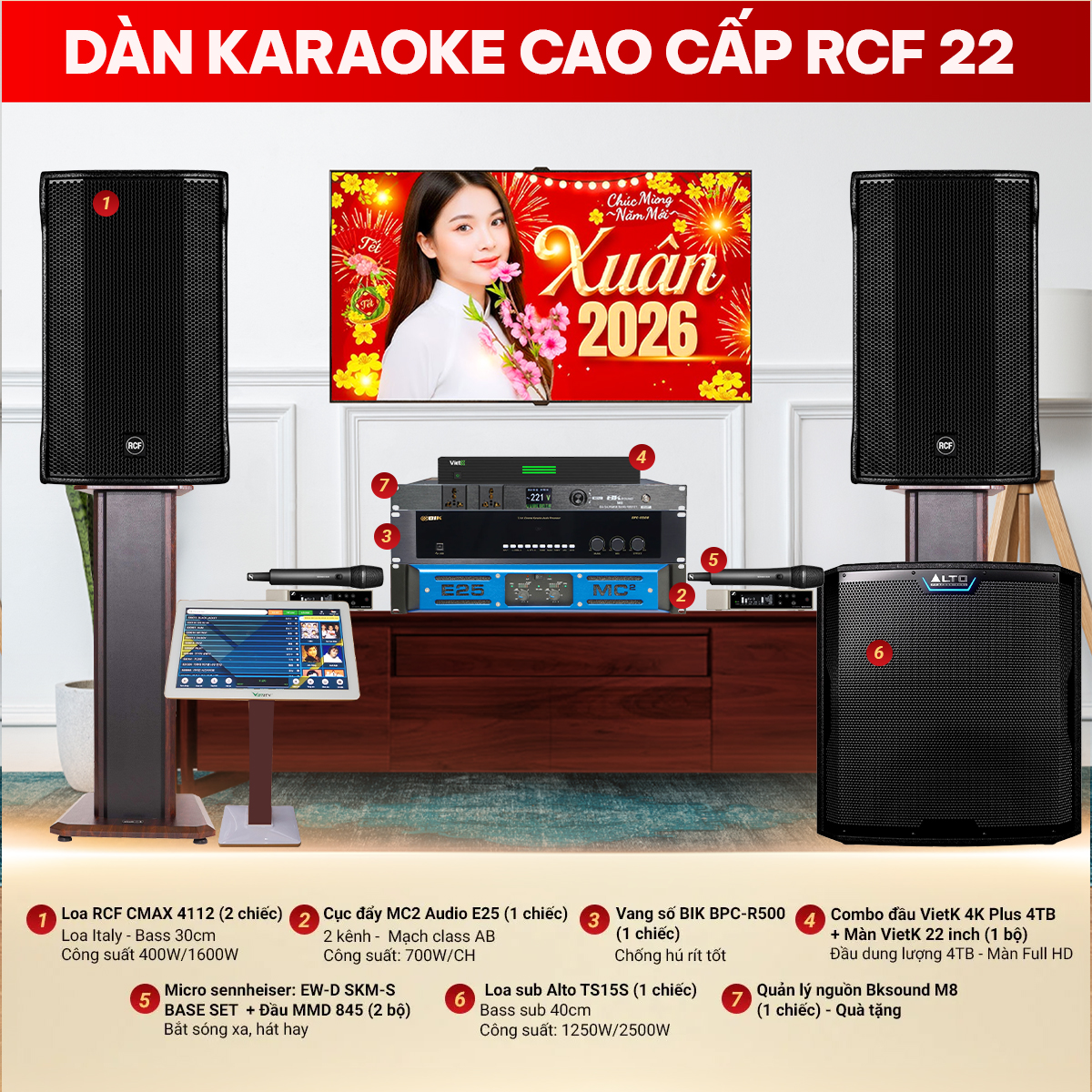 Dàn karaoke cao cấp RCF 22