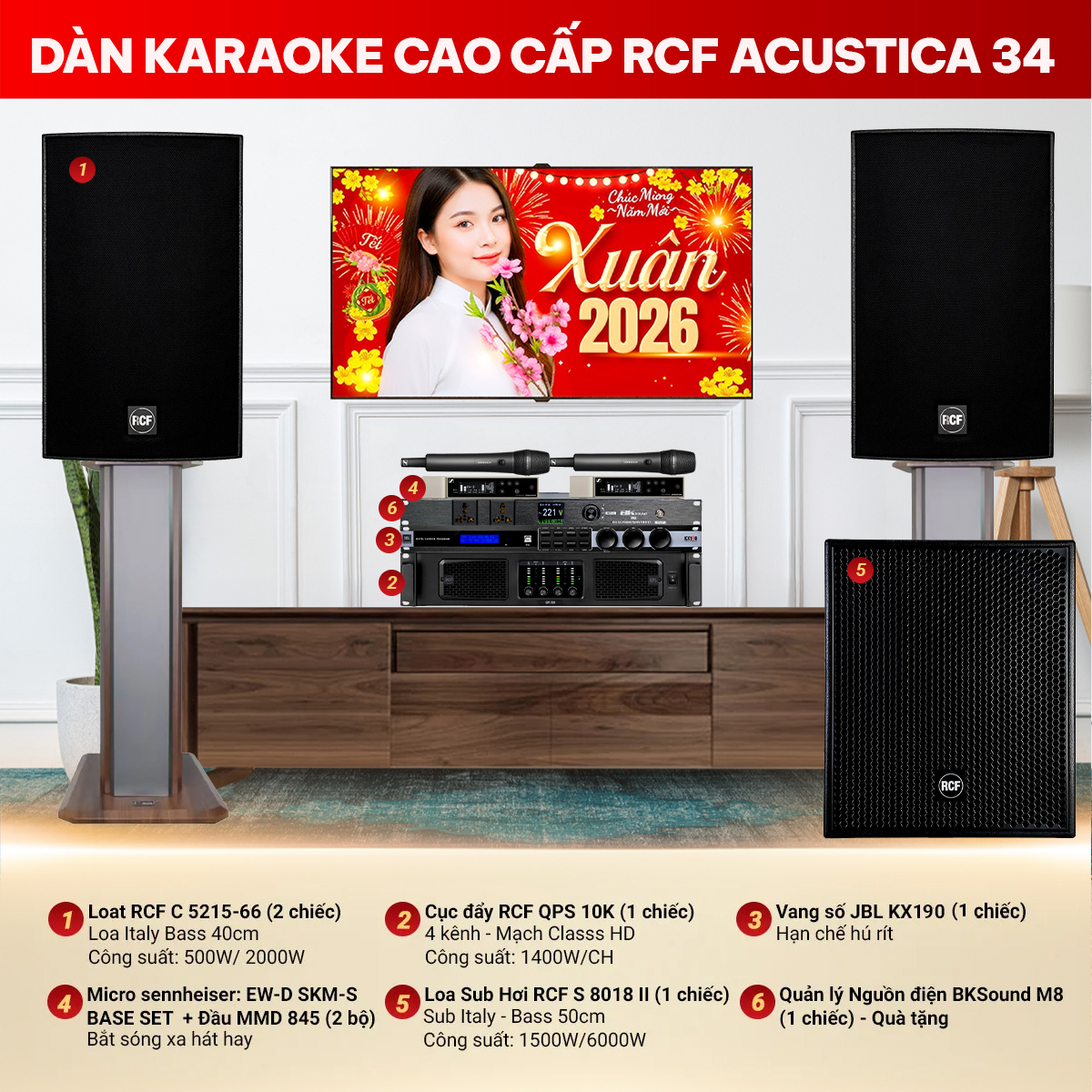 D&agrave;n karaoke cao cấp RCF Acustica 34