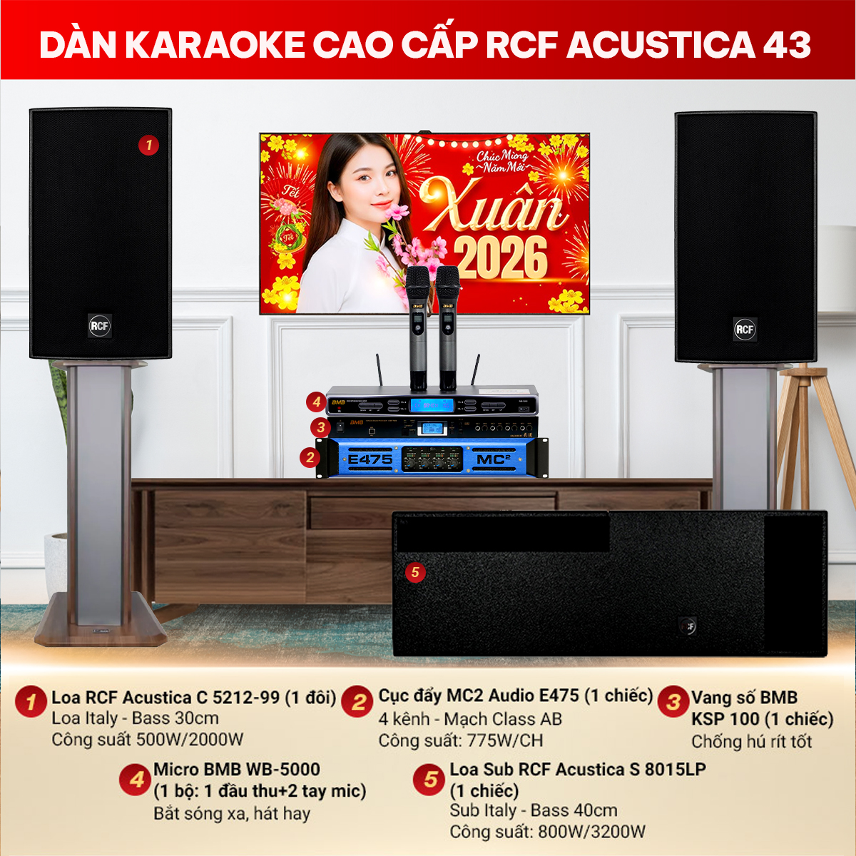 D&agrave;n karaoke cao cấp RCF Acustica 43
