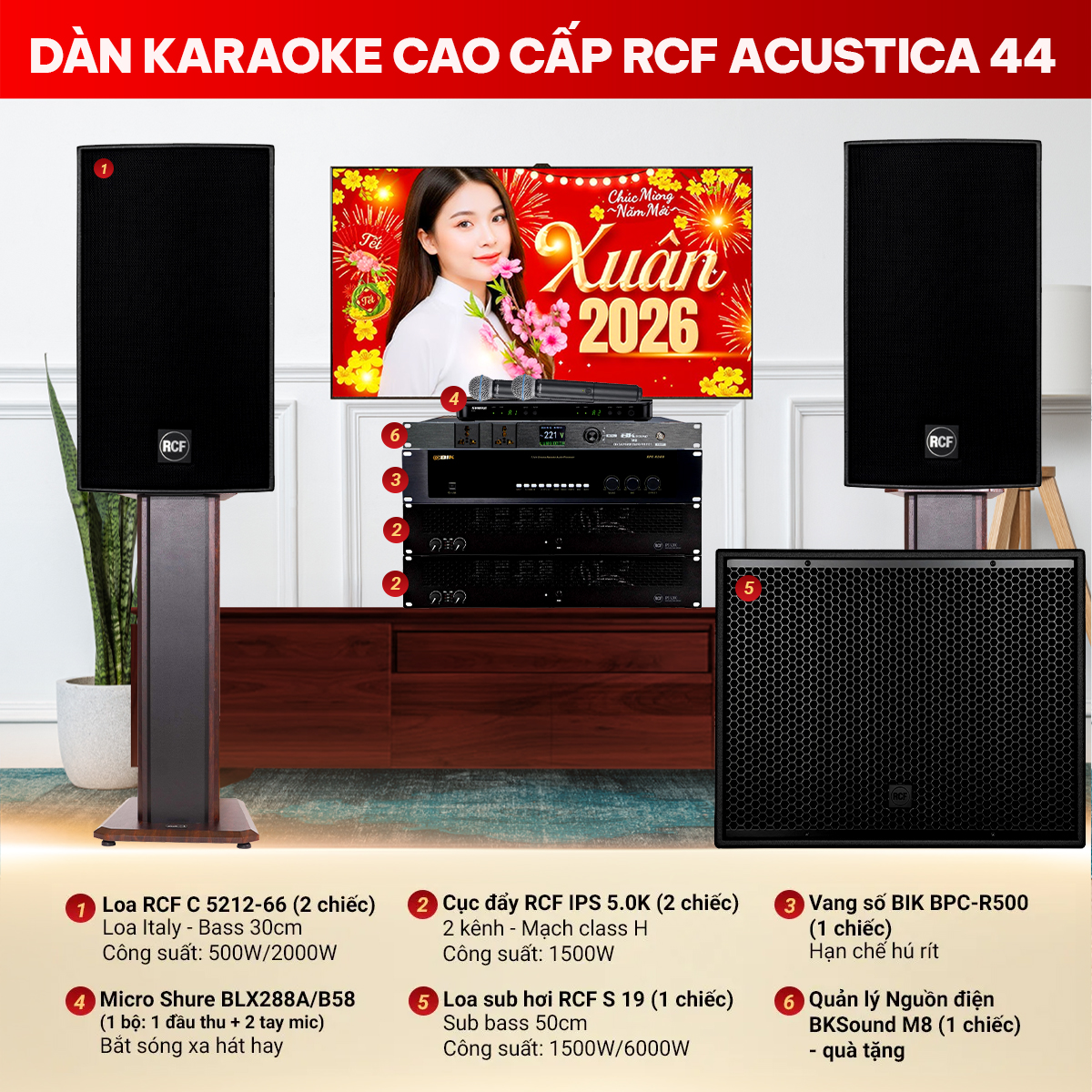 D&agrave;n karaoke cao cấp RCF Acustica 44
