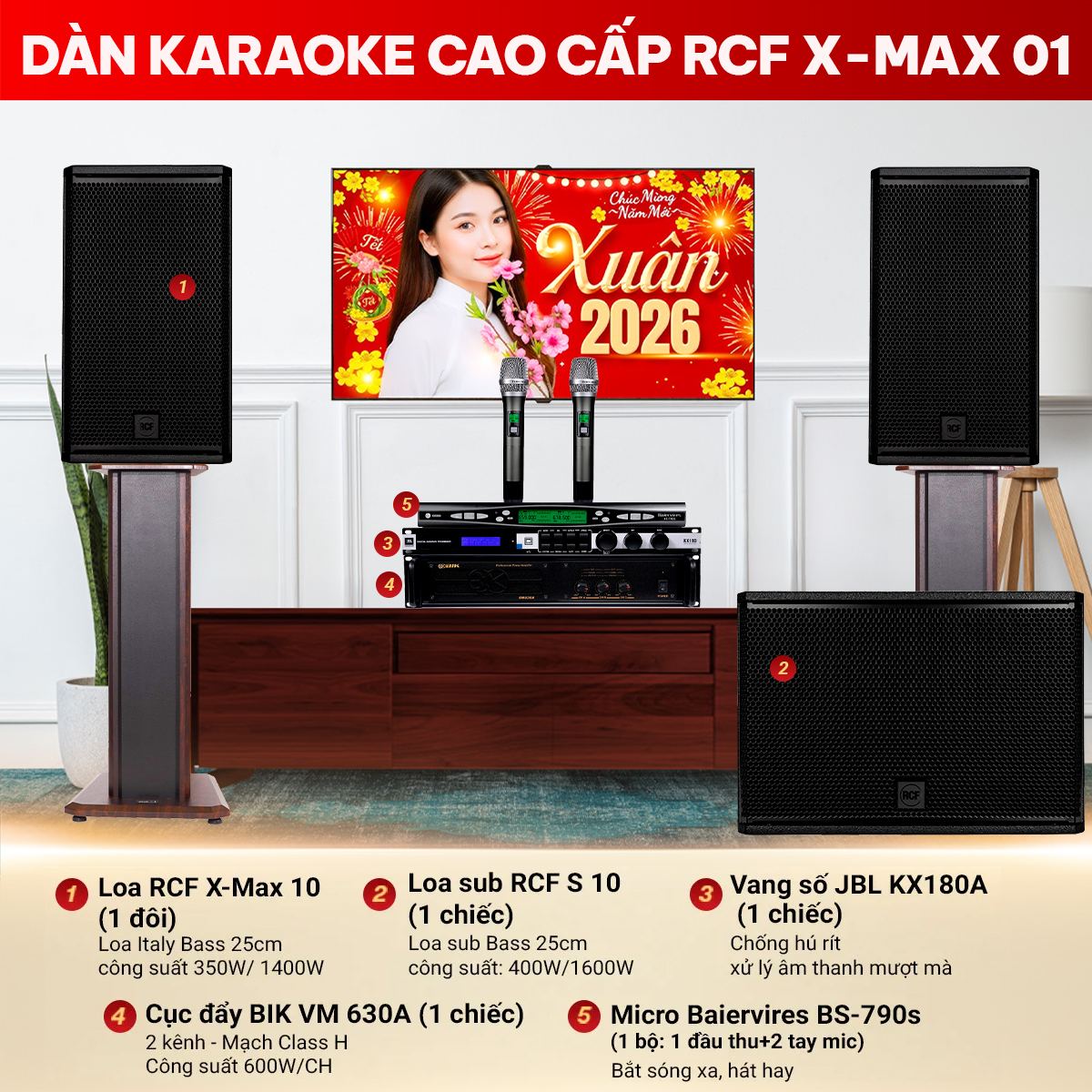 D&agrave;n karaoke cao cấp RCF X-MAX 01