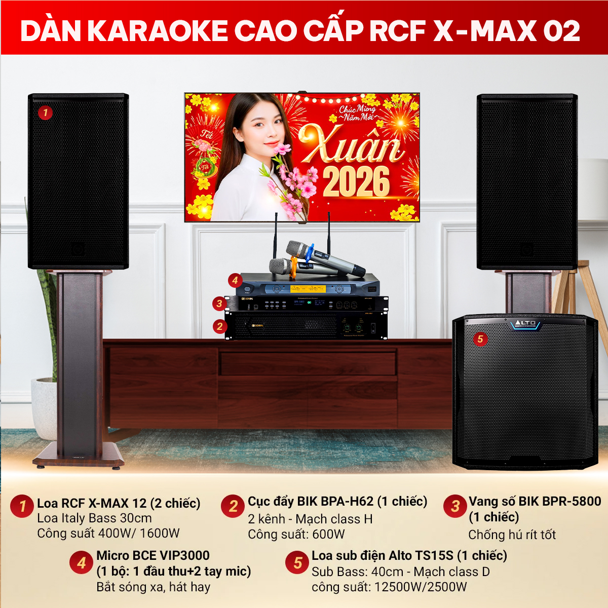 Dàn karaoke cao cấp RCF X-MAX 02