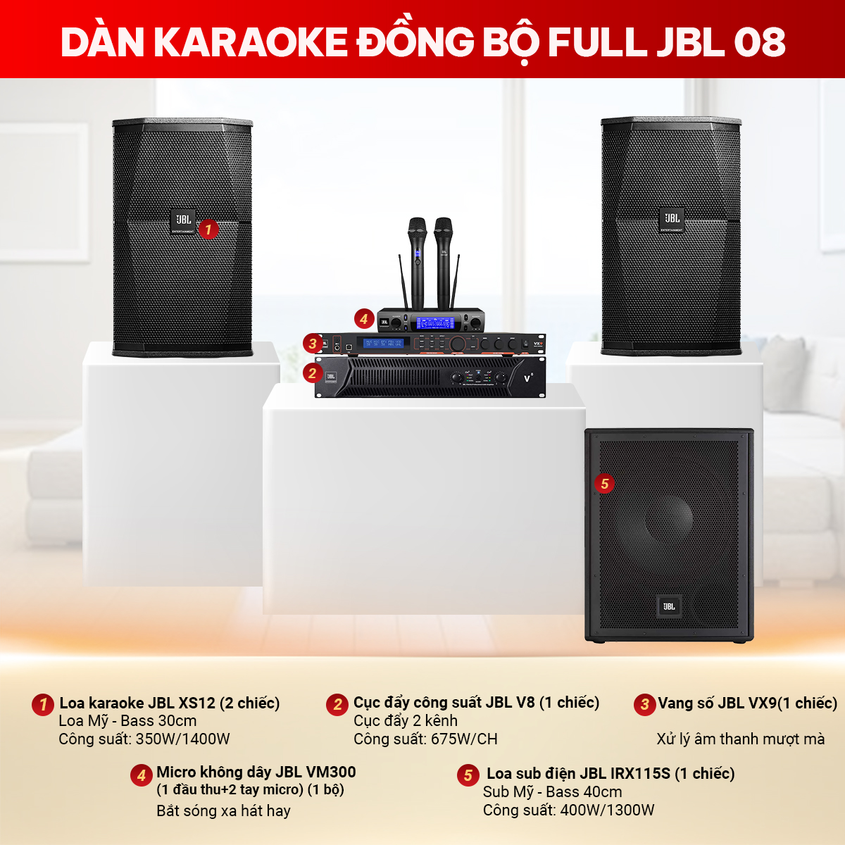 Dàn karaoke đồng bộ full JBL 08