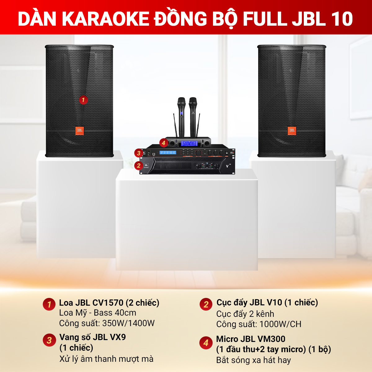 D&agrave;n karaoke đồng bộ full JBL 10