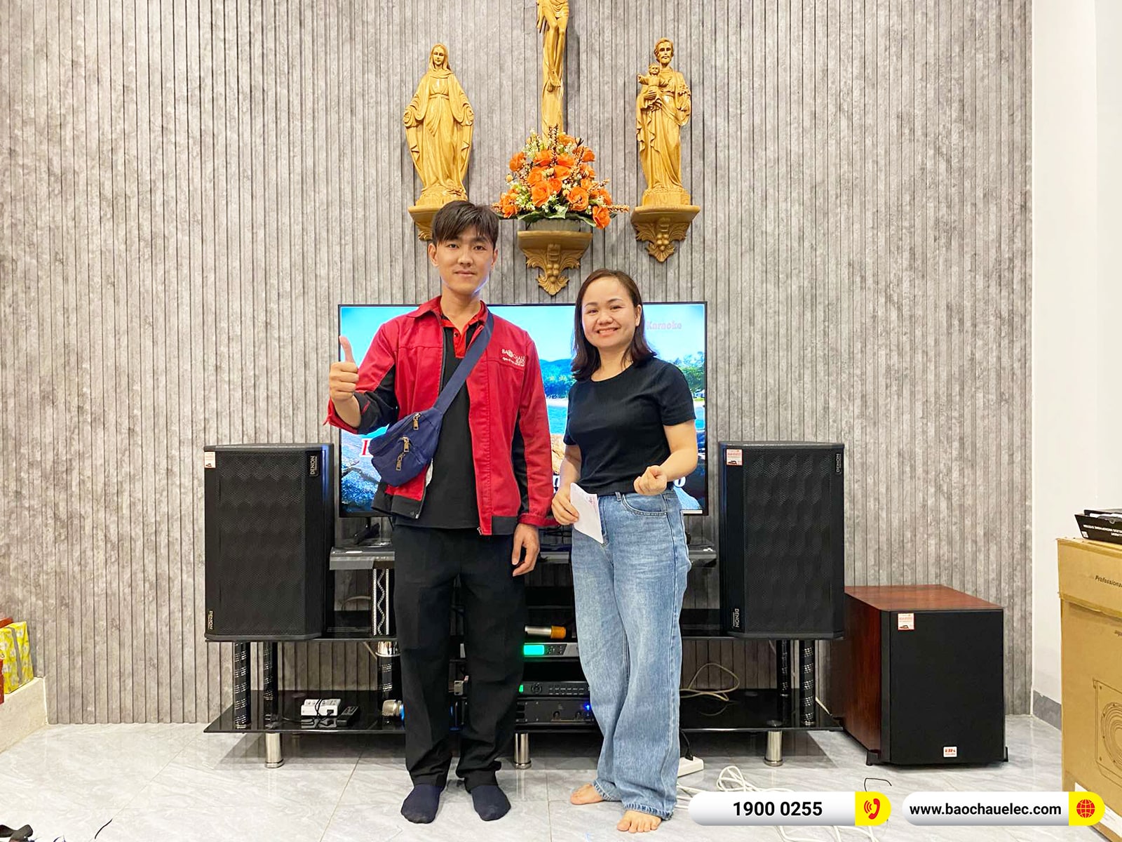 Lắp đặt dàn karaoke Denon gần 38tr cho chị Thoa tại Đồng Nai (Denon DP-R312, VM620A, KP500, SW612C, UGX12) 