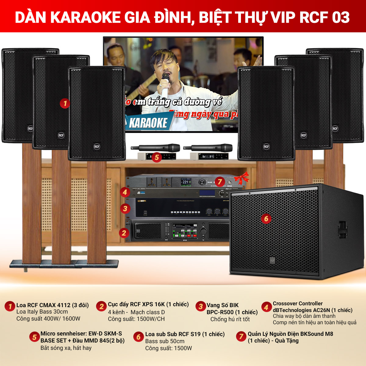 Dàn karaoke gia đình, biệt thự vip RCF 03