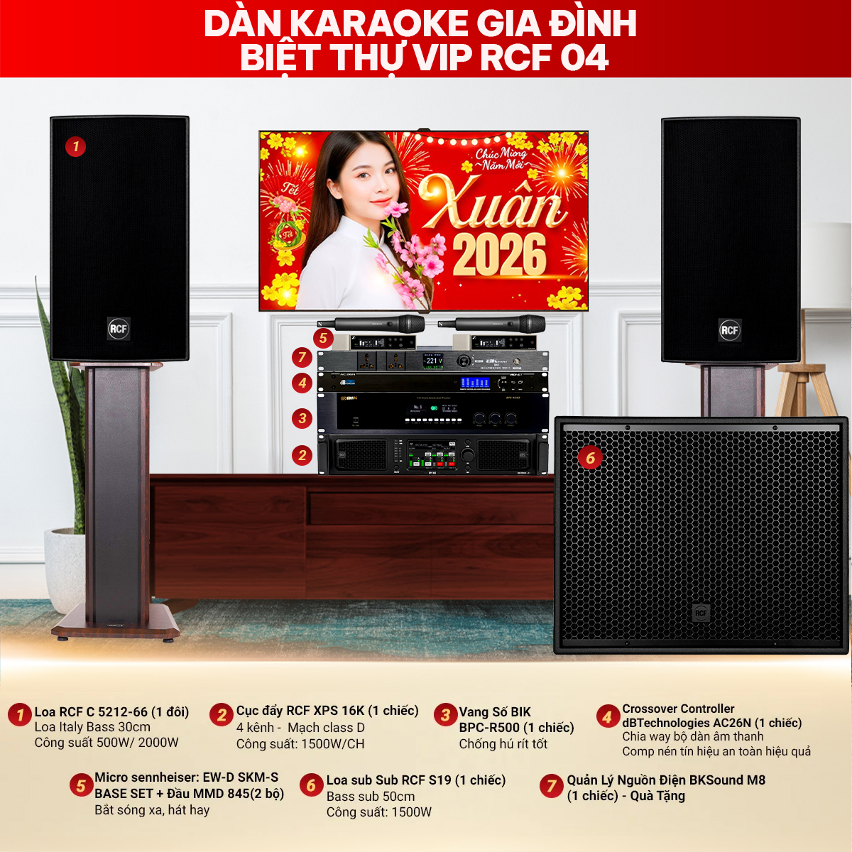 D&agrave;n karaoke gia đ&igrave;nh, biệt thự vip RCF 04